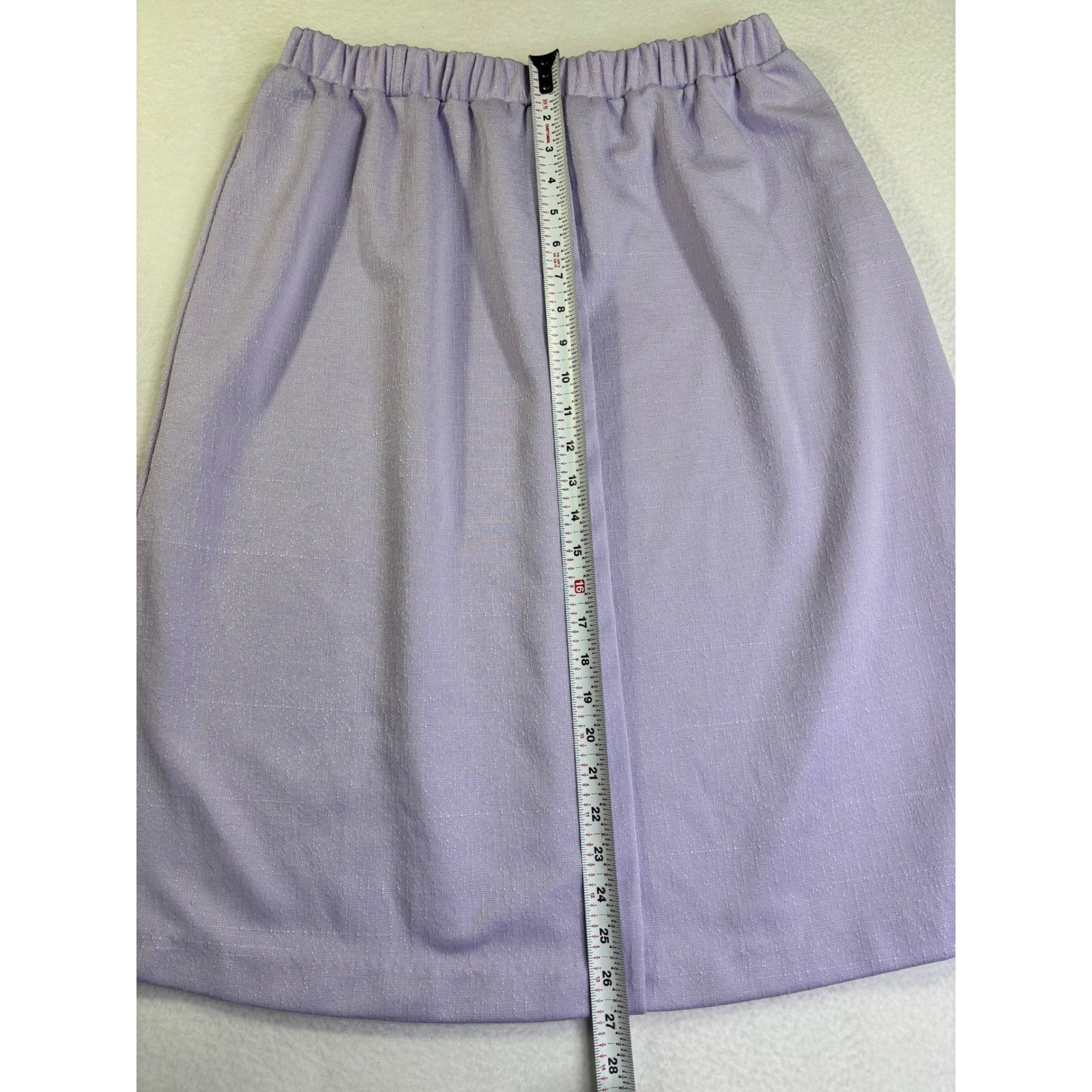 Lady Devon Vintage Lilac Purple Elastic Waist A-Line Skirt Textured Pastel XL
