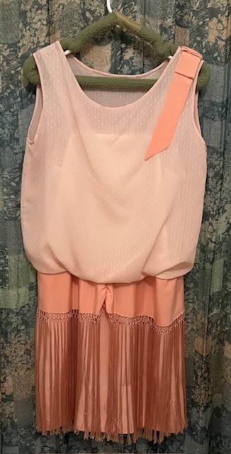 Vintage 1920&rsquo;s Fringed Apricot Flapper Dress S/M. Remade Bodice Excellent