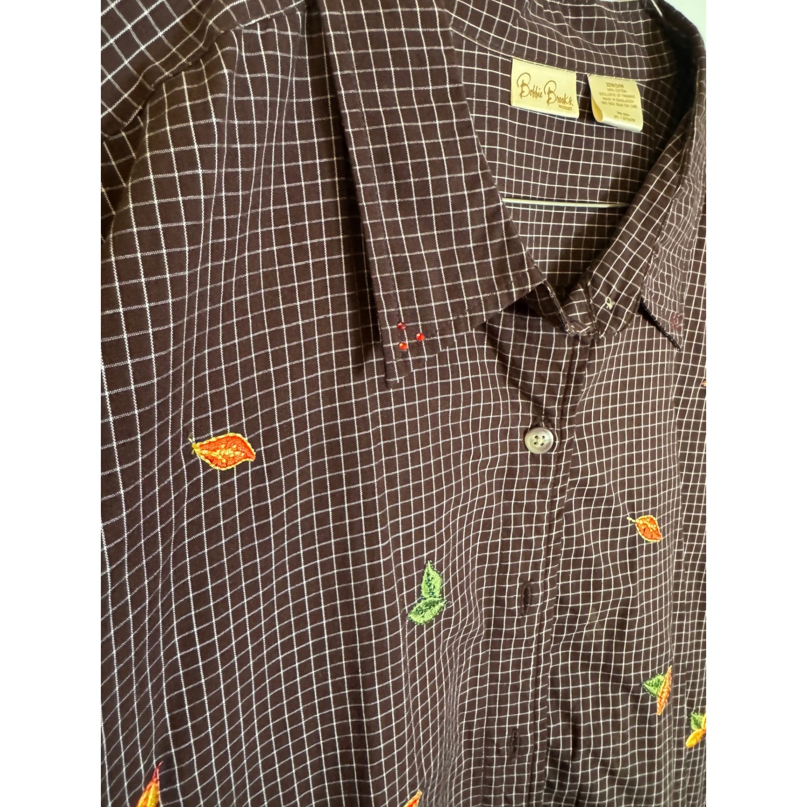 Vintage 90s Bobbie Brooks Scarecrow Fall Plaid Button Up Shirt Grandmacore