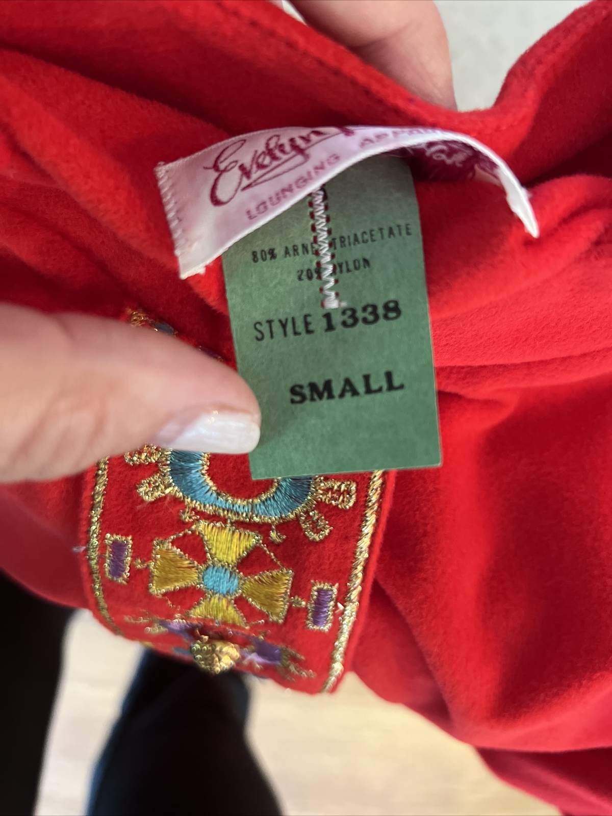 VTG 60&rsquo;s UNION MADE Evelyn Pearson SMALL Felt Robe Velvet Asian Housecoat Dress