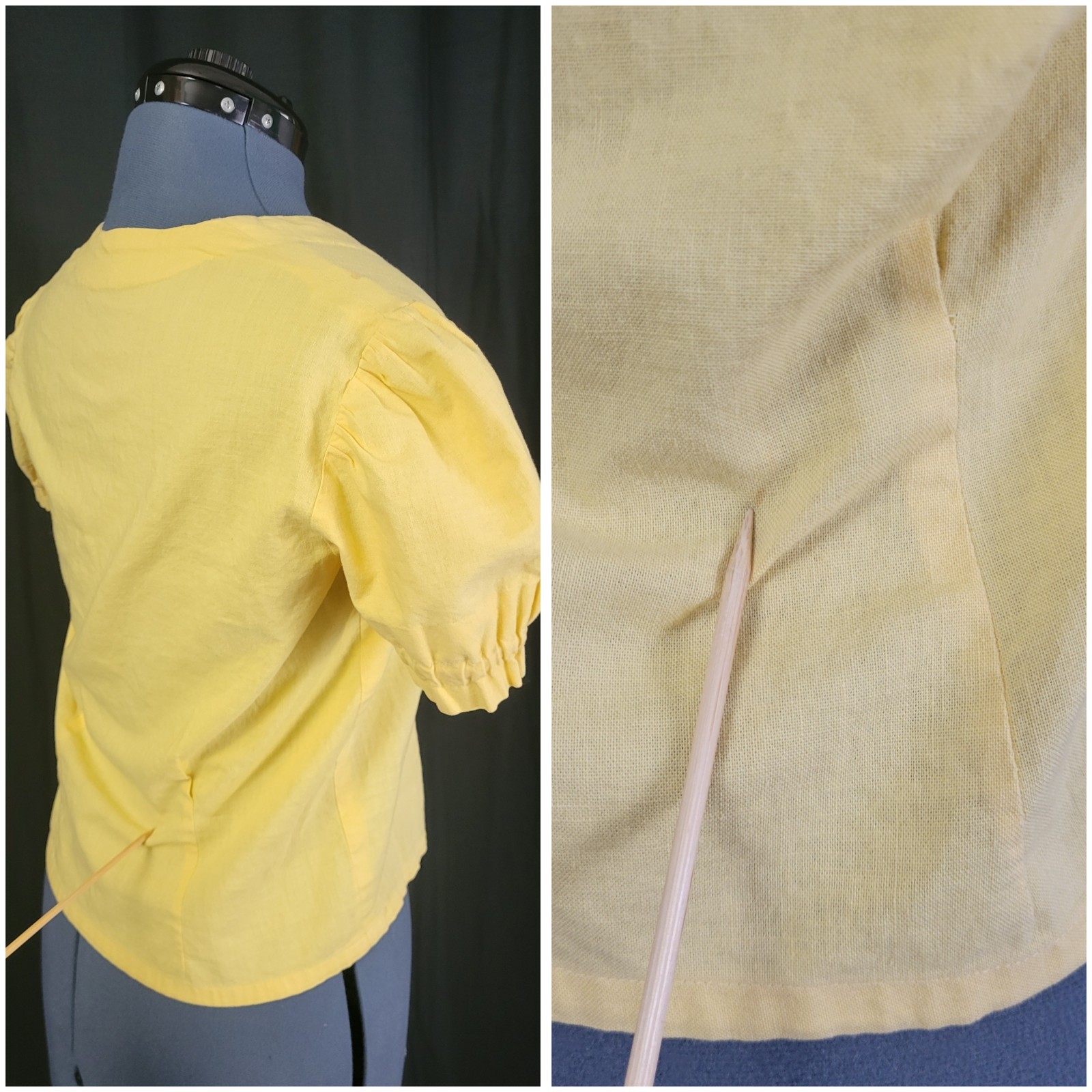 Vintage Dirndl Dress w Blouse in Brown/Yellow/Blue Pattern Size Small?