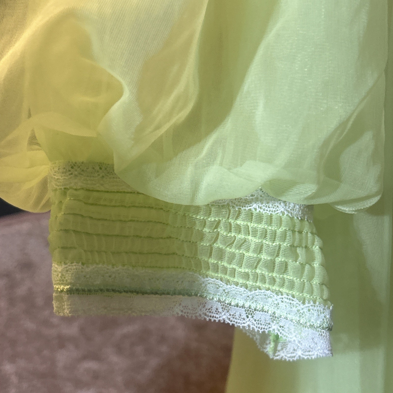 VTG Vassarette Munsingwear Yellow / Mint Sheer See Thru Sz MED