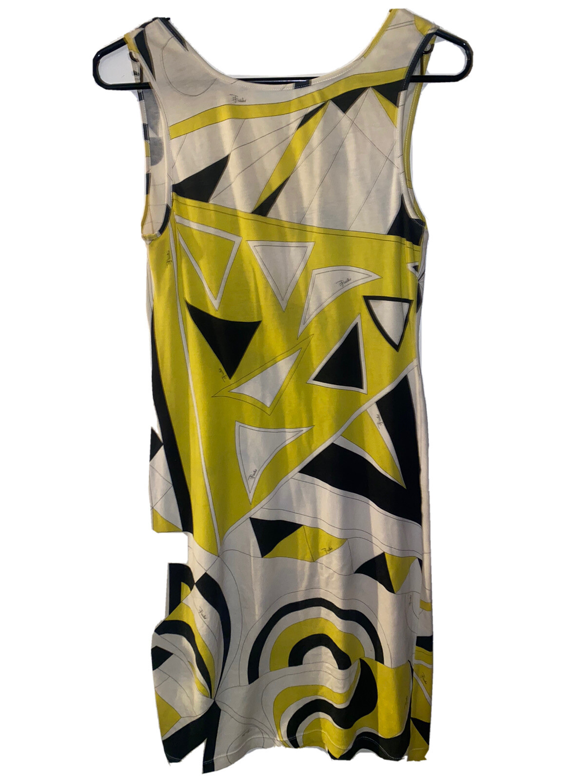 Vintage EMILIO PUCCI Cotton Sleeveless Tank Sheath Dress B & W +Yellow Sz 4 / SM