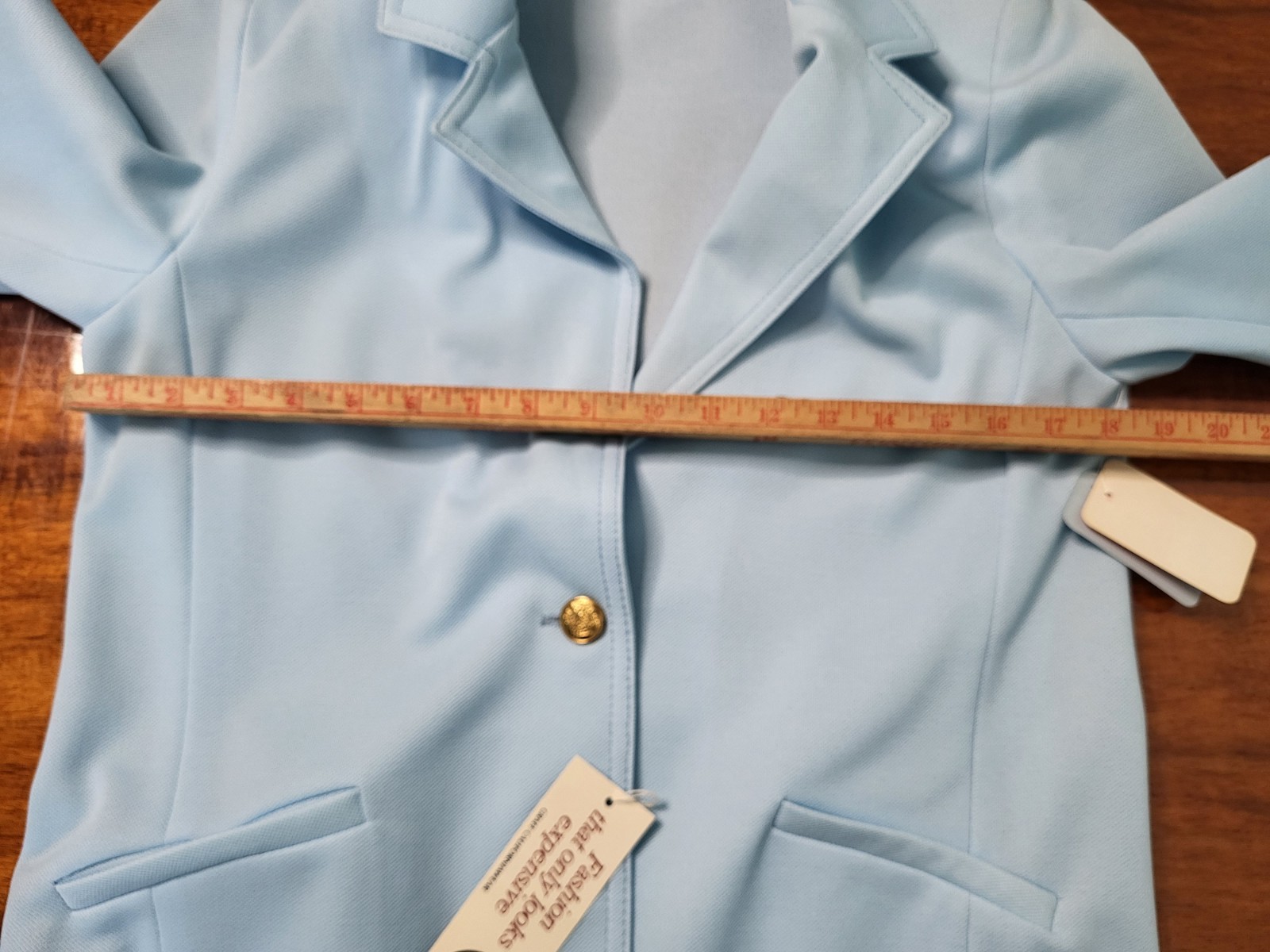 VTG 70s Graff California Blue Polyester 2 Piece Pantsuit Set Size 12 Made In USA
