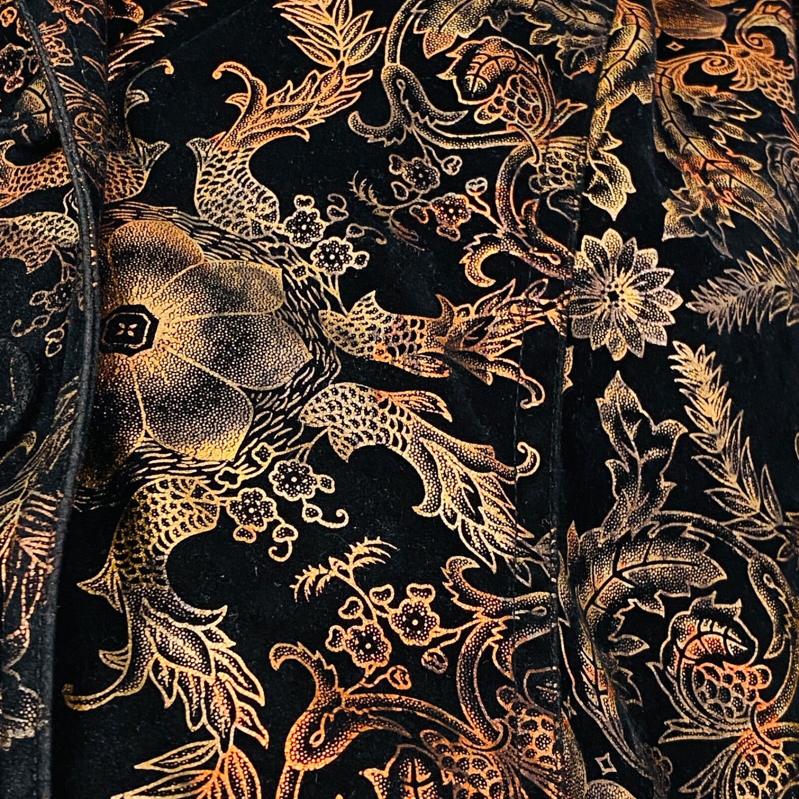 Metallic floral jacket copper bronze black velour patterned steampunk blazer