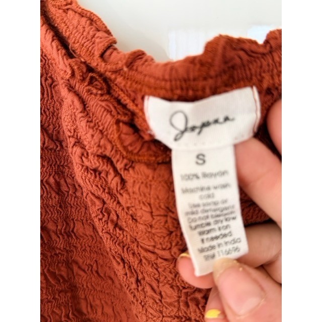 Rust Smocked Off Shoulder Crop Top Boho Cottagecore Anthro Style Sz S