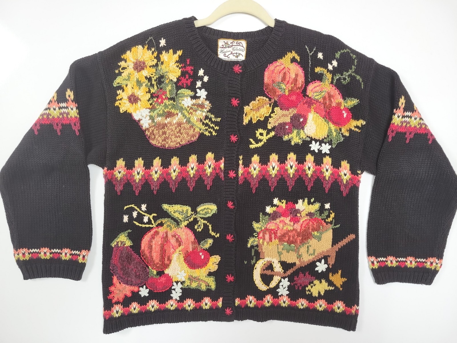 2001 Vintage Hairloom Collection Women&rsquo;s L Knit Sweater Harvest Thanksgiving