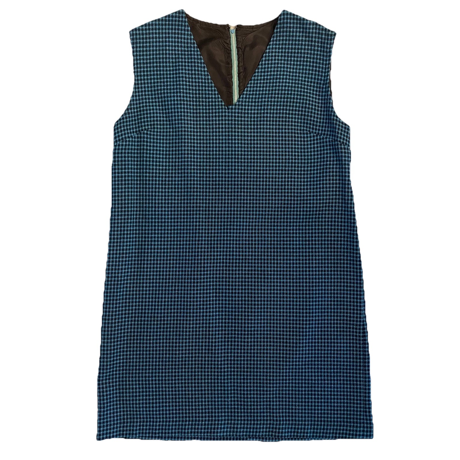 VTG Pendleton Wool Sleeveless Sheath Dress & Jacket 70s Size 12 Houndstooth