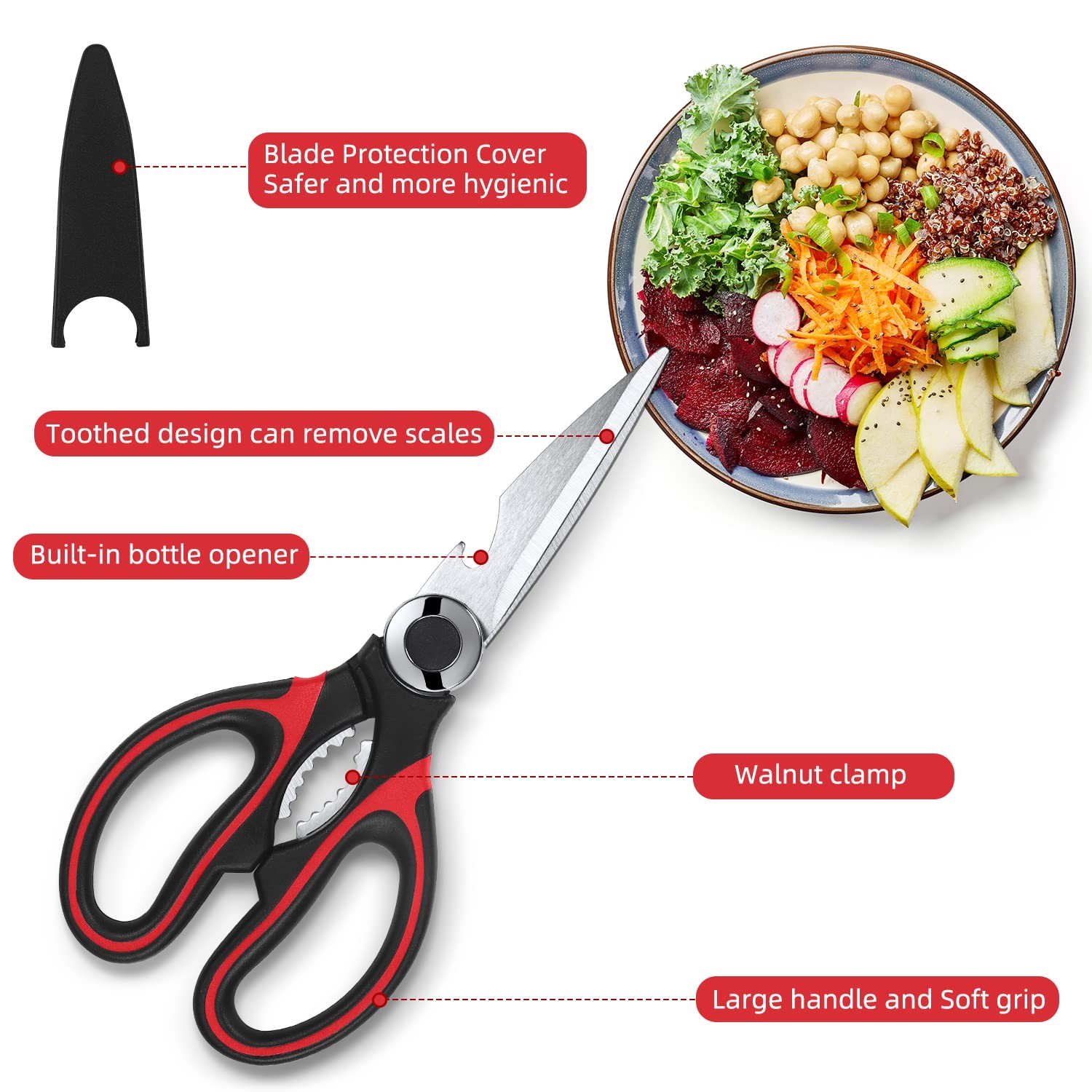 Kitchen Shears 2-Pack, Heavy Duty Meat Scissors, Stainless Steel, Dishwasher Saf