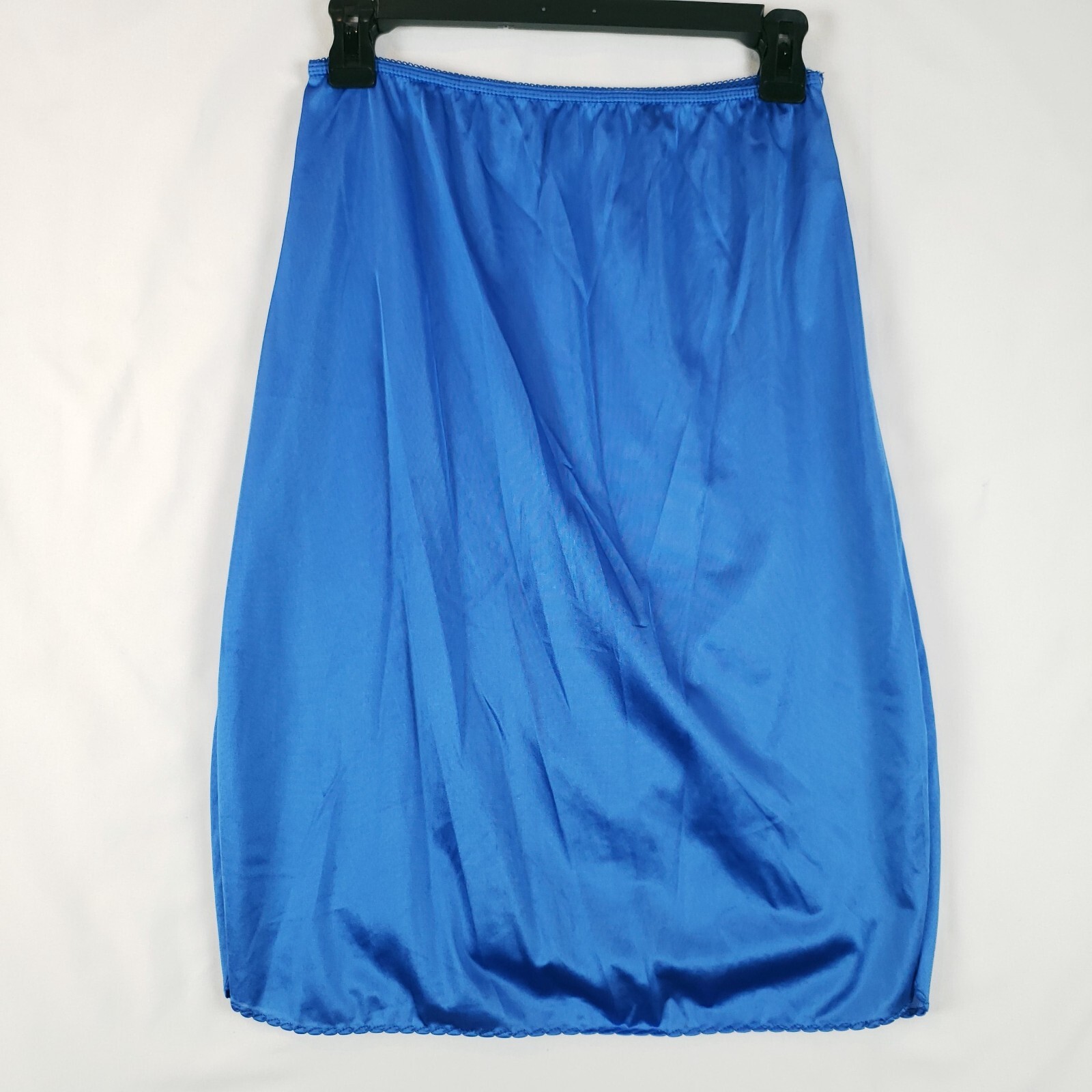 Vtg Sliperfection Satin Half Slip Womens Medium Side Slits Blue 100% Nylon USA