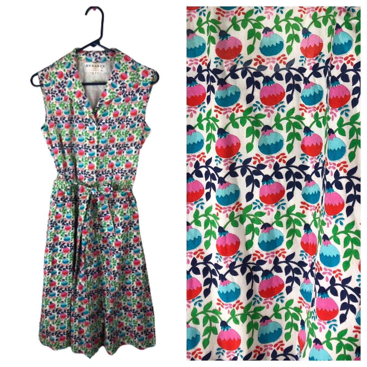 VTG 60s DYNASTY Dress Sz M British Crown Colony Hong Kong Cocktail Party