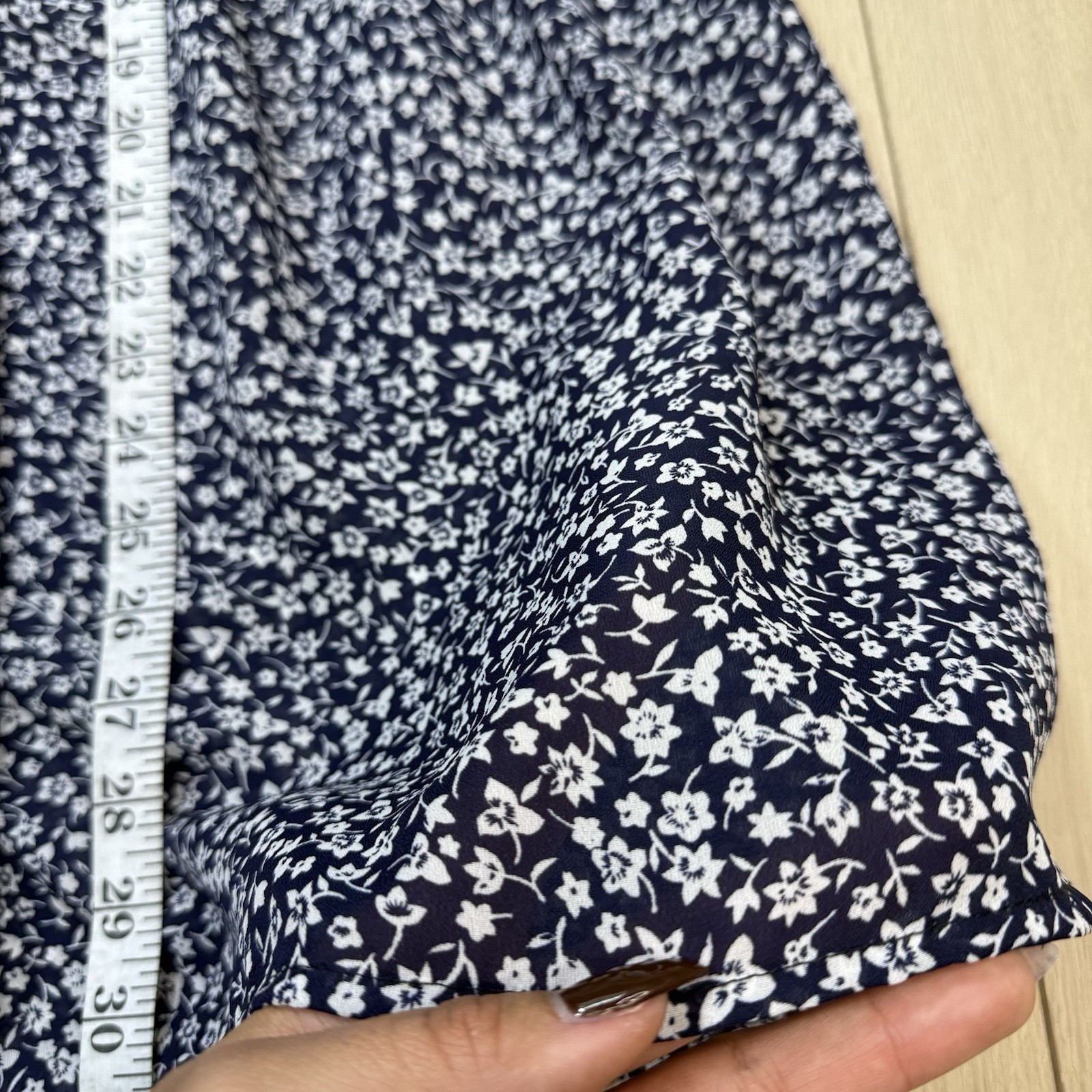 VTG 2XS Floral Babydoll Top Size M Womens Blue White Made USA Strap Summer Boho