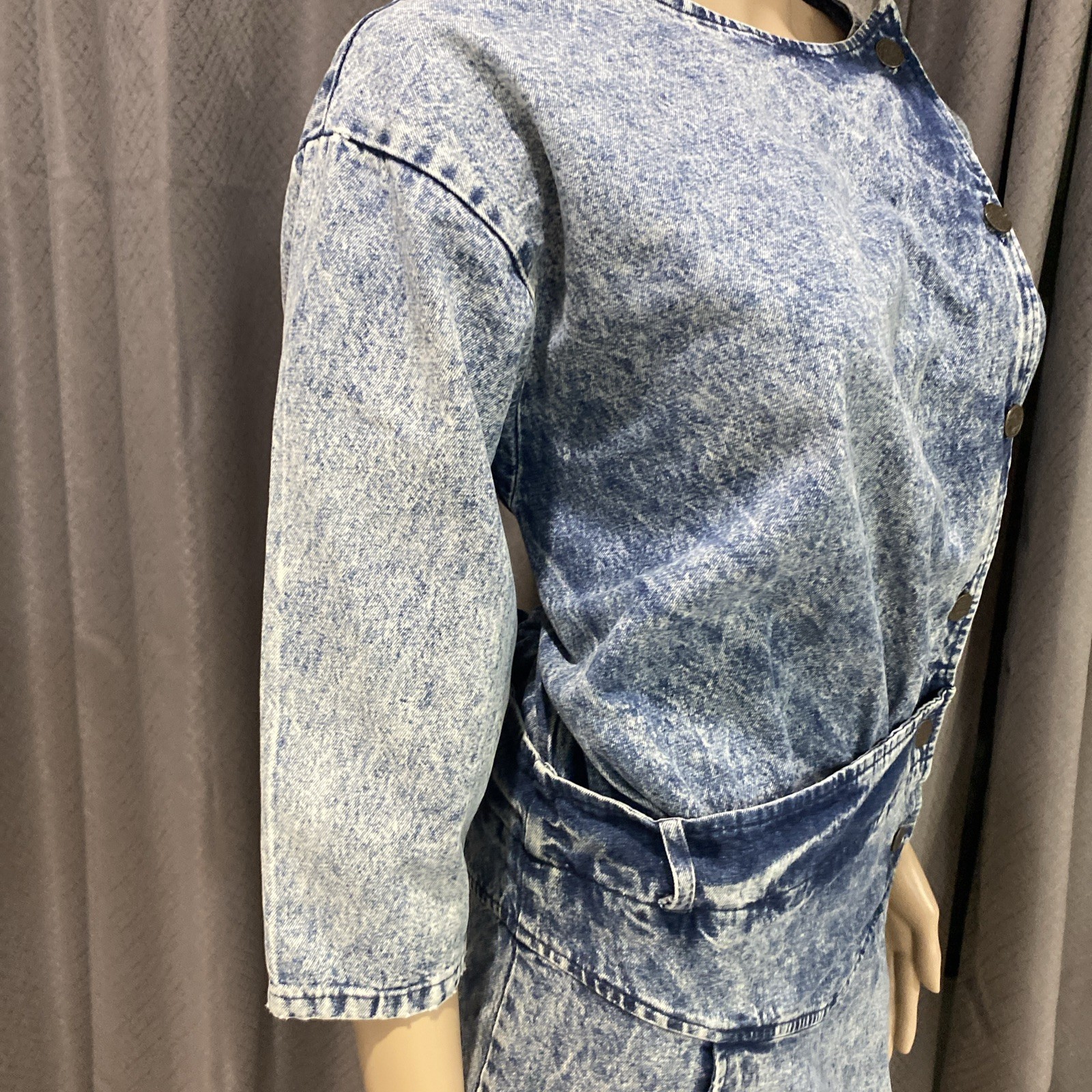 Vintage Landon West 1980s Blue Denim Shirt Dress 100% Cotton Size 7/8