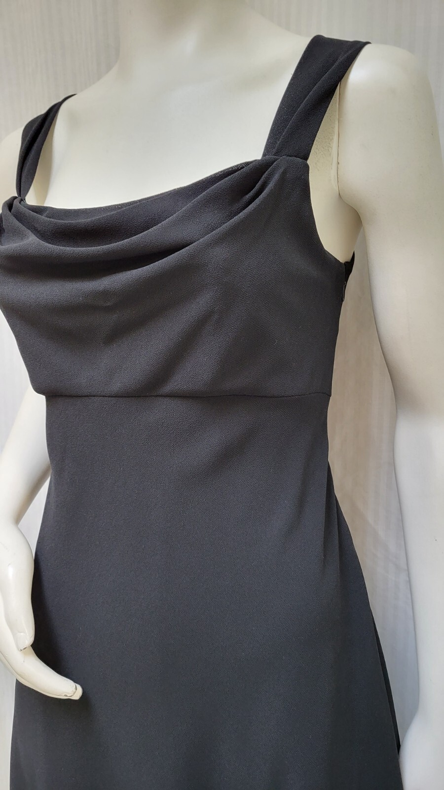 Vintage CACHET Black Crepe Chiffon Draped Neck Dress – Size M – EUC