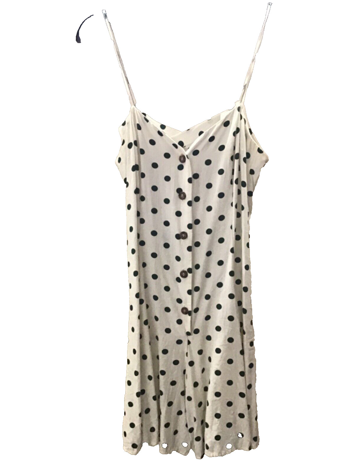 Vintage STAR CODY SZ M ACETATE & RAYON WHITE w/GREEN POLKA DOTS MINI DRESS