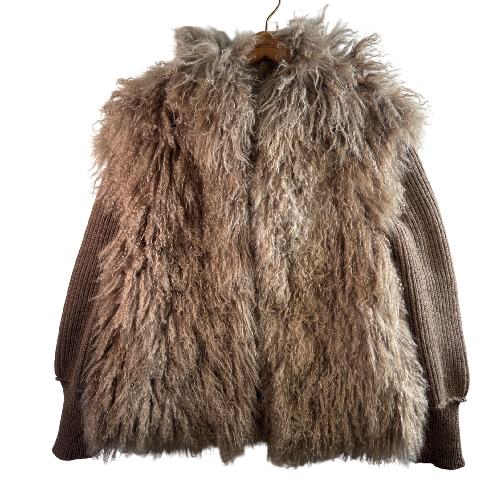 Vtg Mongolian Lamb Fur Convertible Vest Jacket Reversible Penny Lane Luxe Glam M