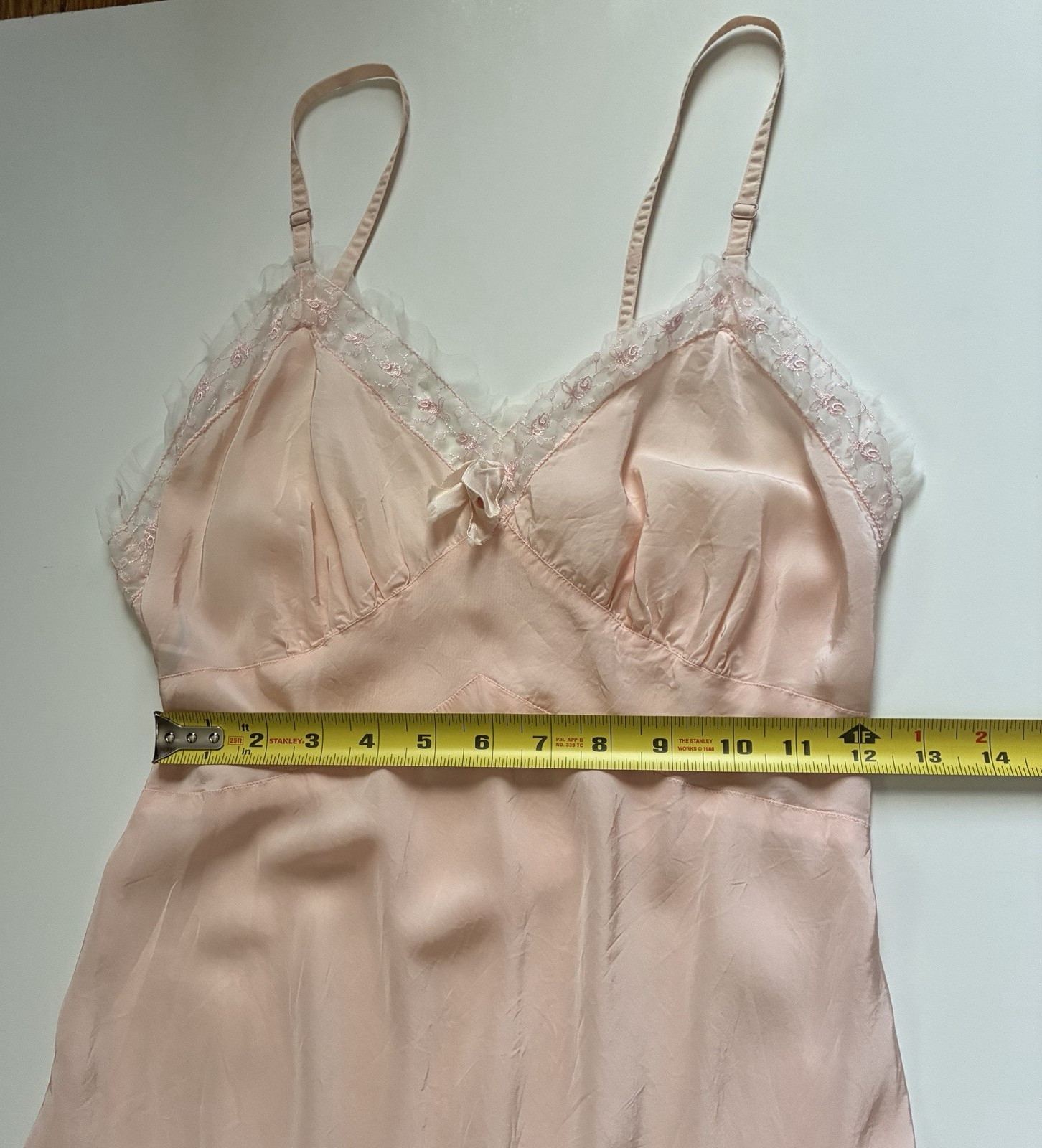 Vintage Pink Charmode Sears Roebuck Rayon Lace Tulle Nightgown Small ￼1950’s