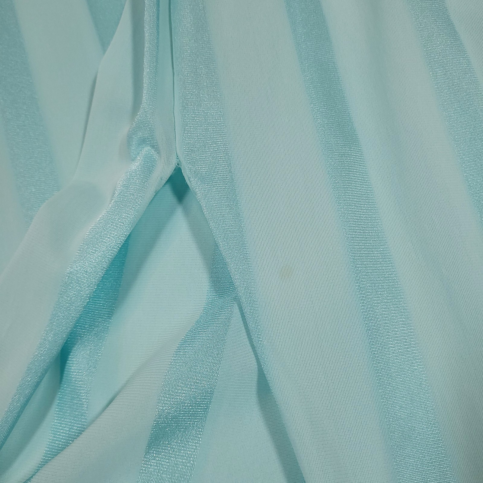 Vassarette Vtg Midi Satin Nightgown L Blue Monochrome Stripe Lace Cap Sleeve Fem