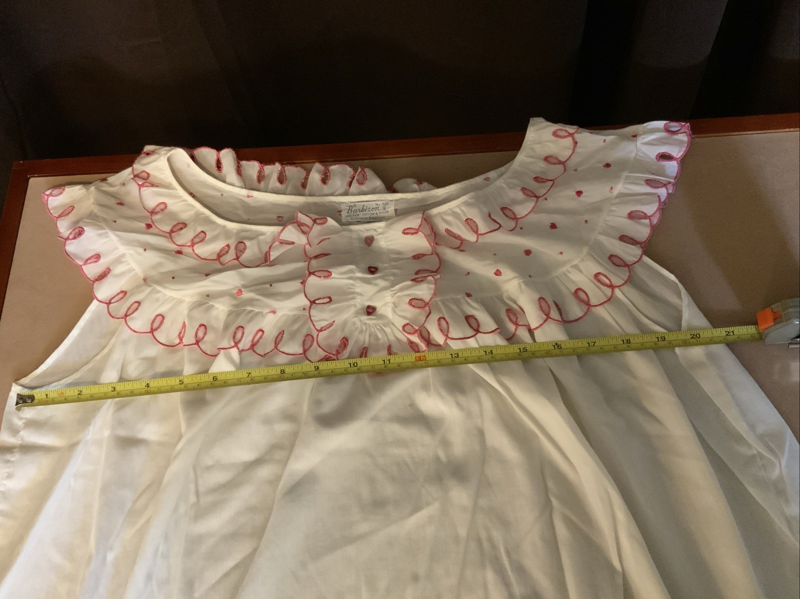 VTG Barbizon Nightie Bloomers M Ruffle Cottagecore Red Heart Blendaire Batiste
