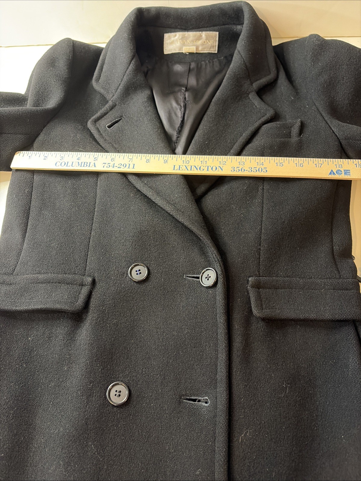 VTG Evan Picone Long 100% Wool Double Breasted Coat Women&rsquo;s Medium Black (8?)
