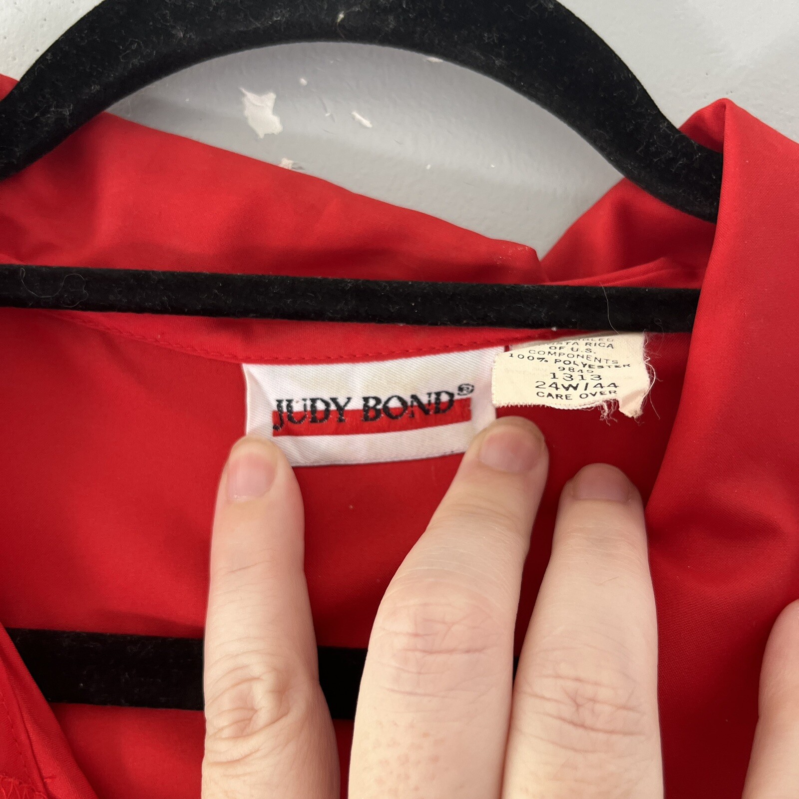Vintage Judy Bond Button Up Blouse Sheer Red Plus Professional Colorful Size 24W