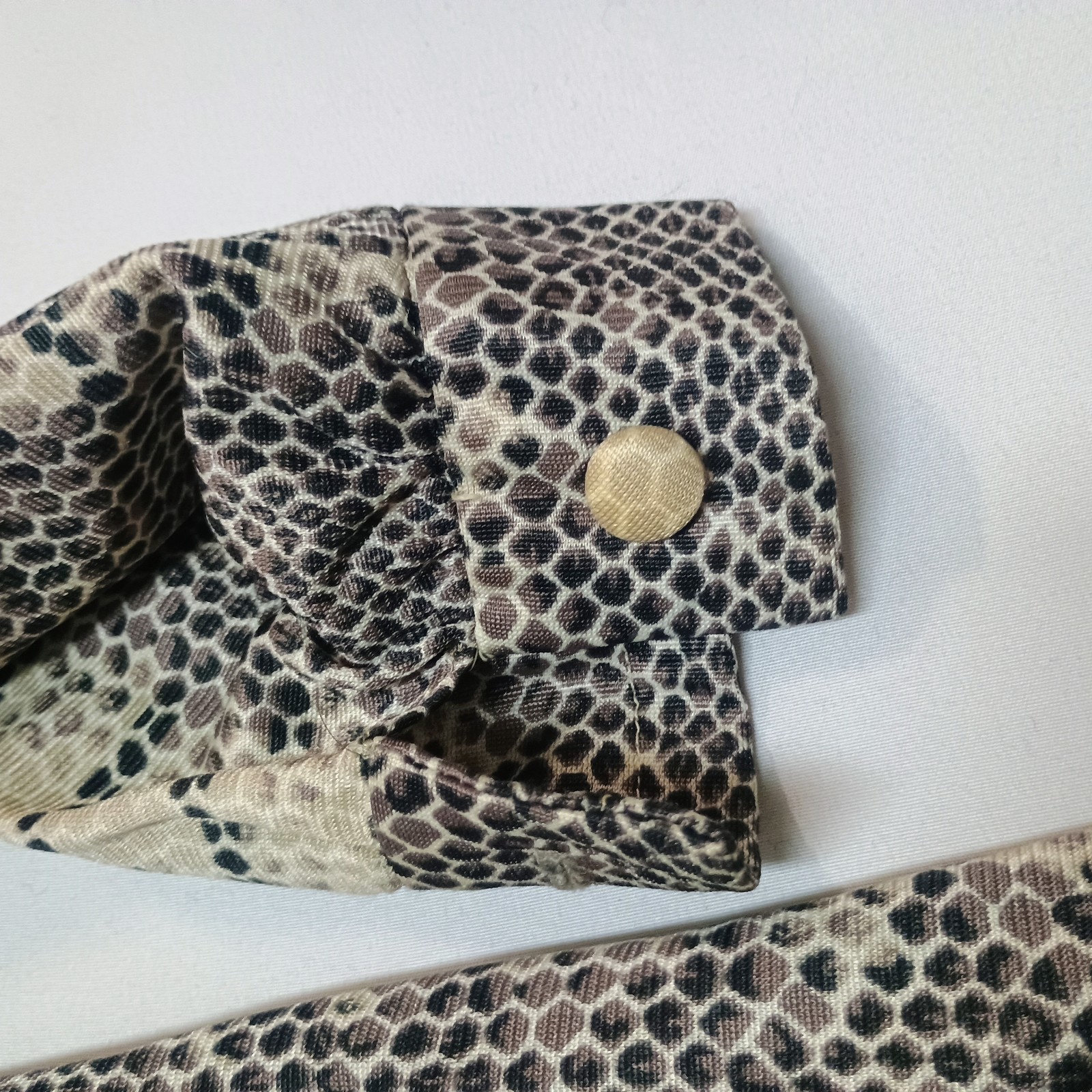 Vtg L&rsquo;Aiglon Shift Mod Snake Print Rhinestone Mock Long Sleeve Dress