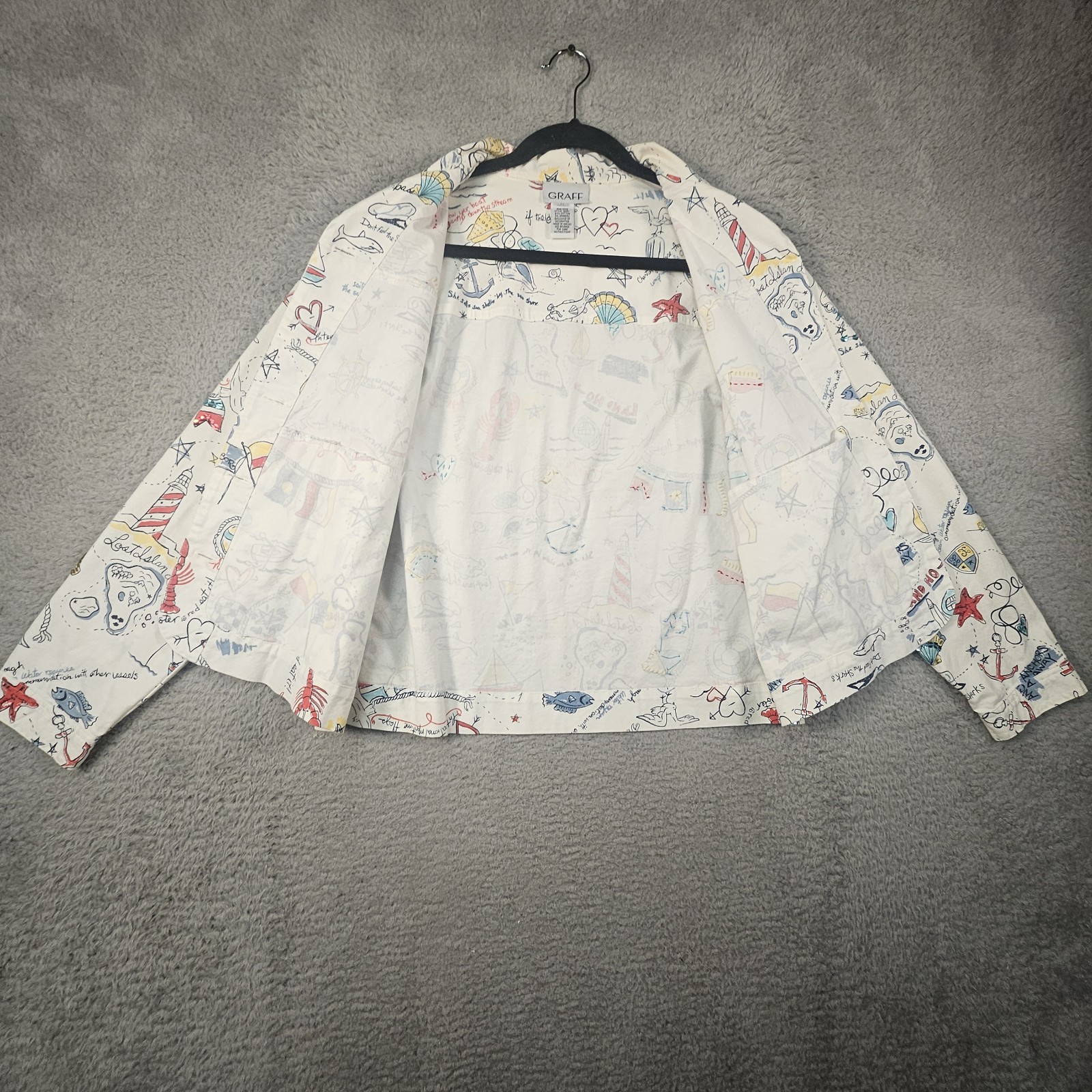Vtg Graff Nautical Jacket Womens M Coastal Grandma Ecclectic Preppy Cruise Vacay