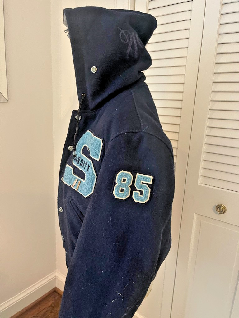 1985 Vintage Dark & Light Blue Wool Varsity Jacket Woman&rsquo;s SMALL