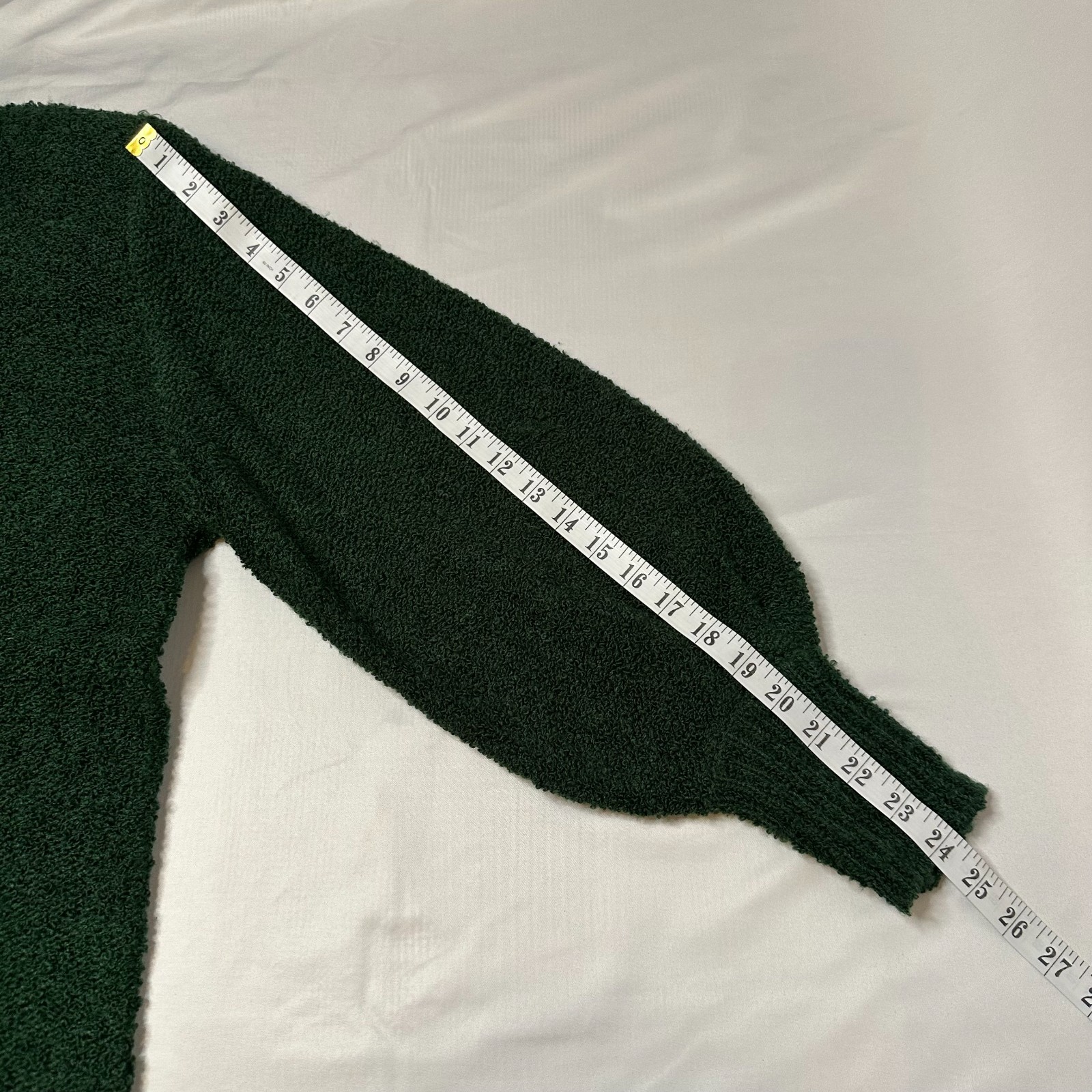 Vtg Sideffects Women’s Open Front Boucle Cardigan Sweater M Forest Green Cozy