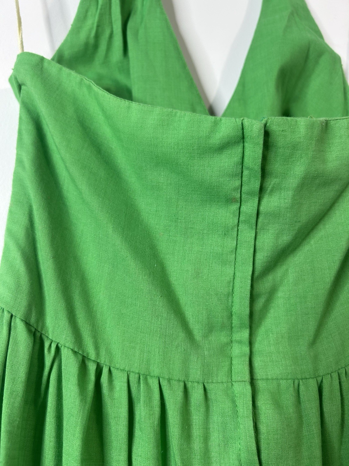 Vintage 1970’s Denise L Dress Women’s Green Halter Lace Maxi Everyday