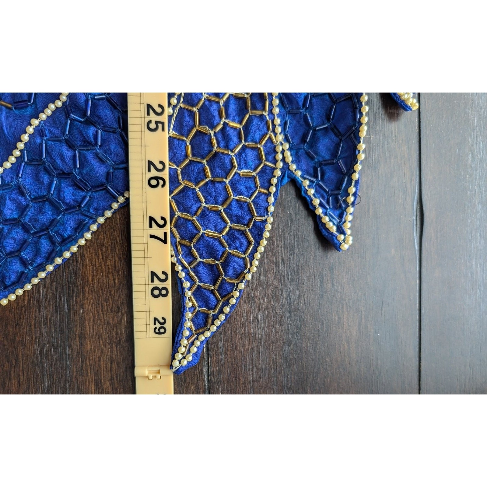 VTG Silk 3Pc Set Beaded Sequin Top Skirt Royal Blue Gold Art Deco Mermaidcore