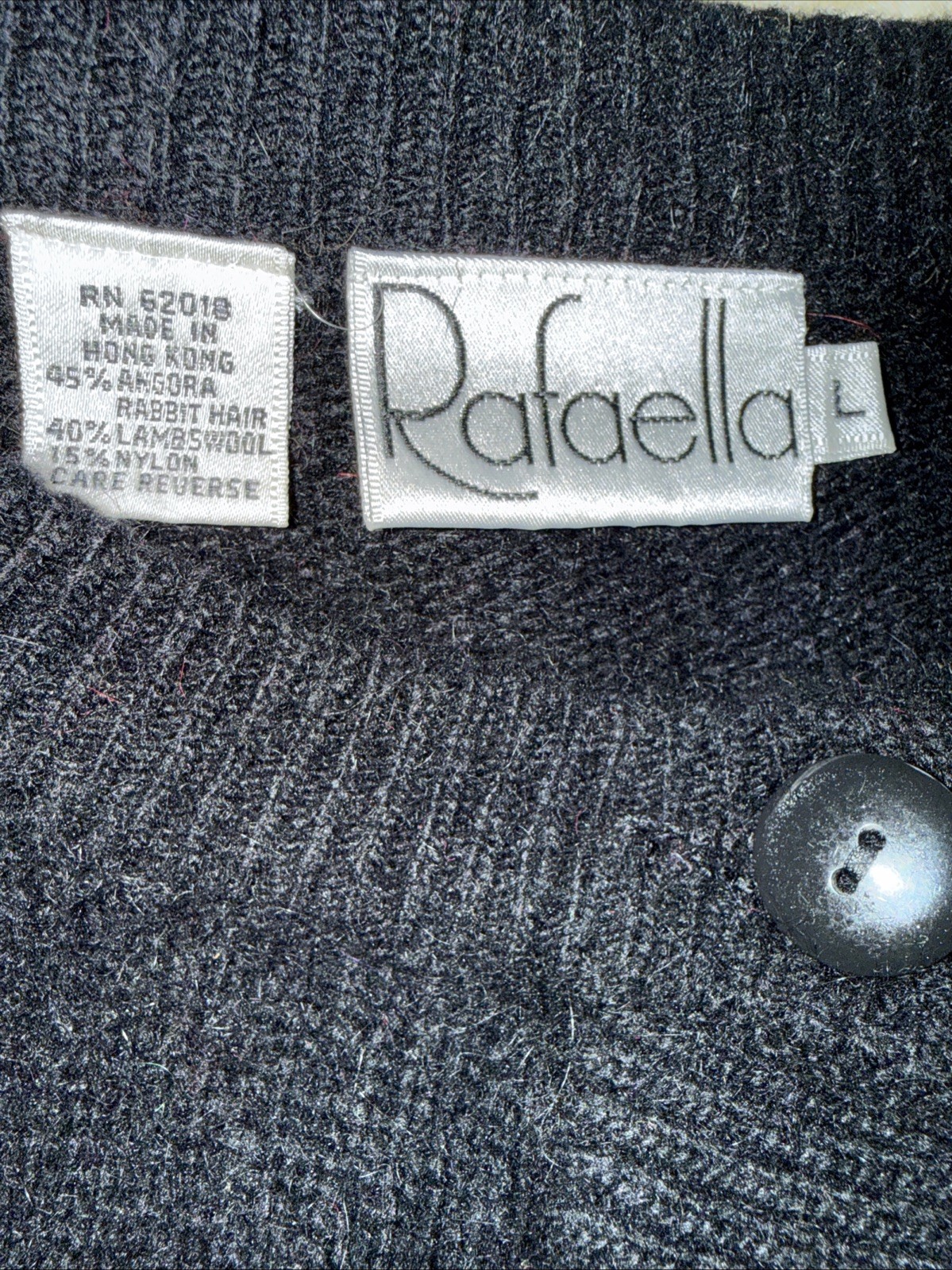 Vintage Rafaella Geometric Abstract Rabbit Fur Rare Cardigan Sweater Size L