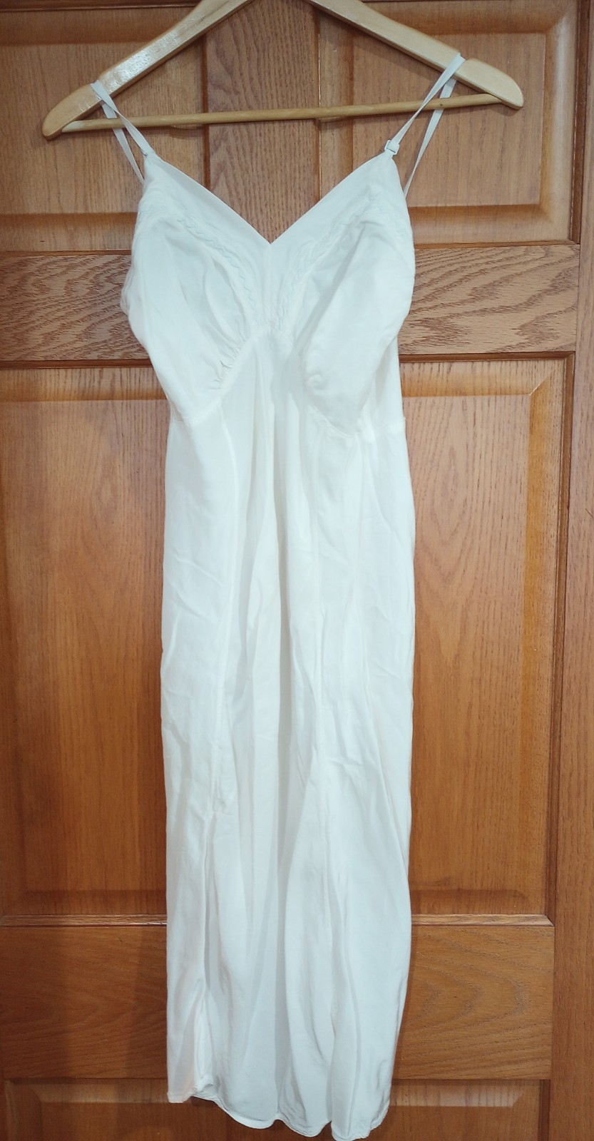 Vtg Stardust Full Slip Nightgown Women&rsquo;s Sz 36 Off White USA Zig Zag Embroidery