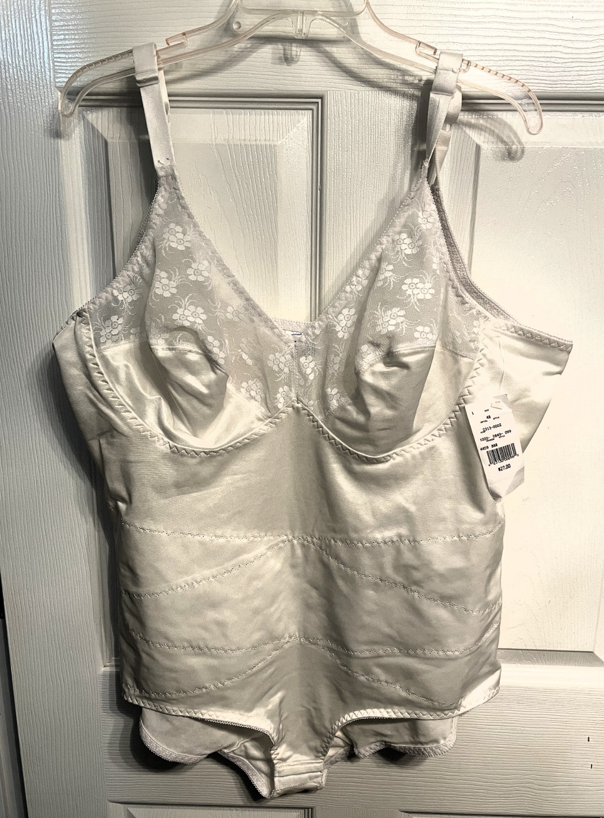 Vtg Youthful Creation White Shapewear Bodysuit Girdle NWT 48 B-C-D Cup Panty