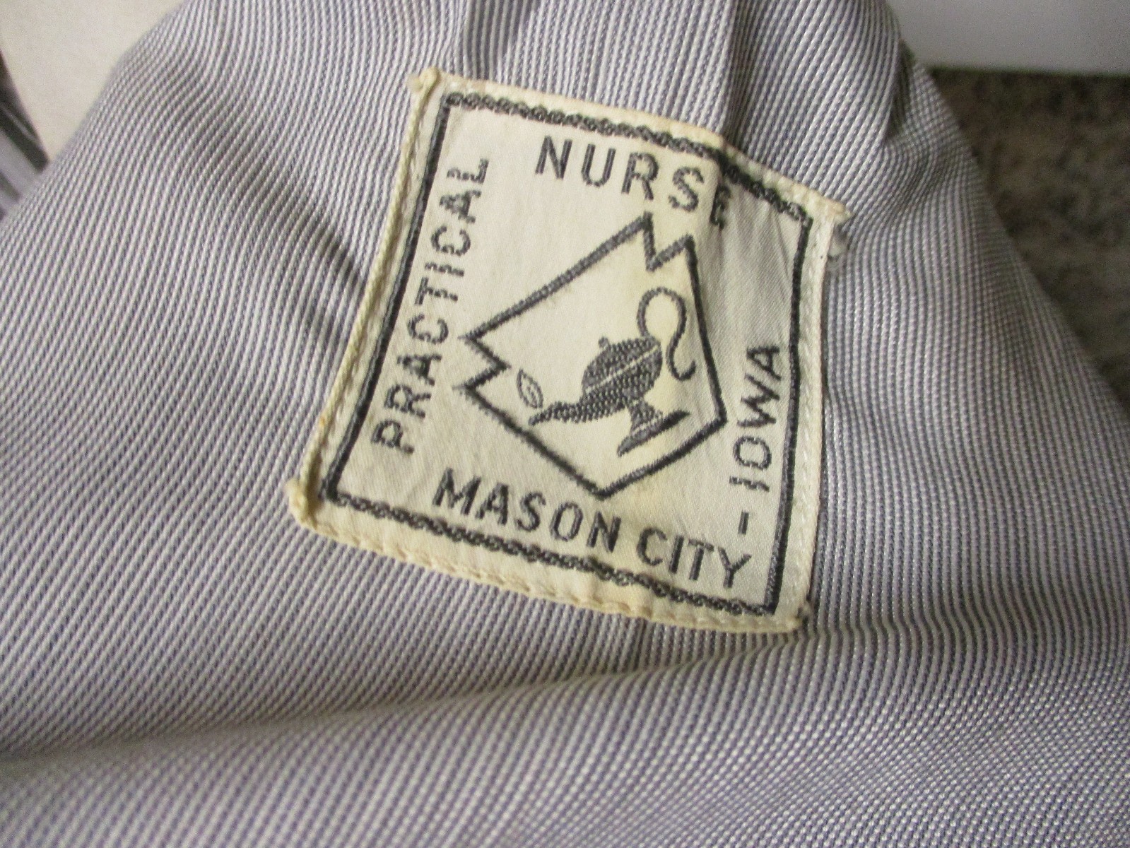 Vintage 60s 70s Gray And White Practical Nurse Uniform Dress / Mason City Iowa