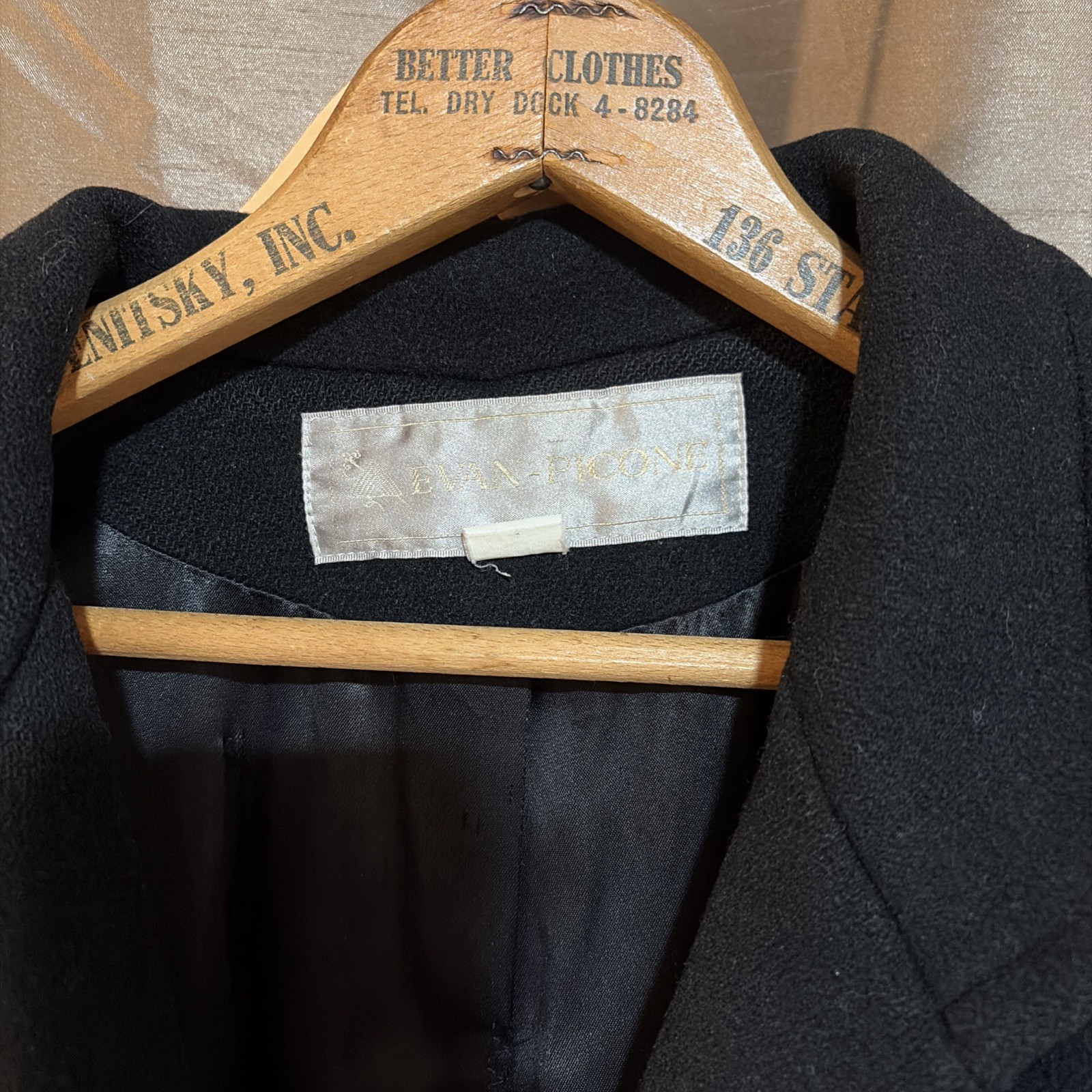VTG Evan Picone Long 100% Wool Double Breasted Coat Women&rsquo;s Medium Black (8?)