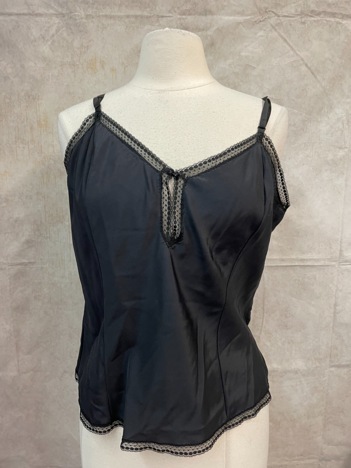Vintage Barbizon Women&rsquo;s Camisole Black Cami Lace Trim Size L