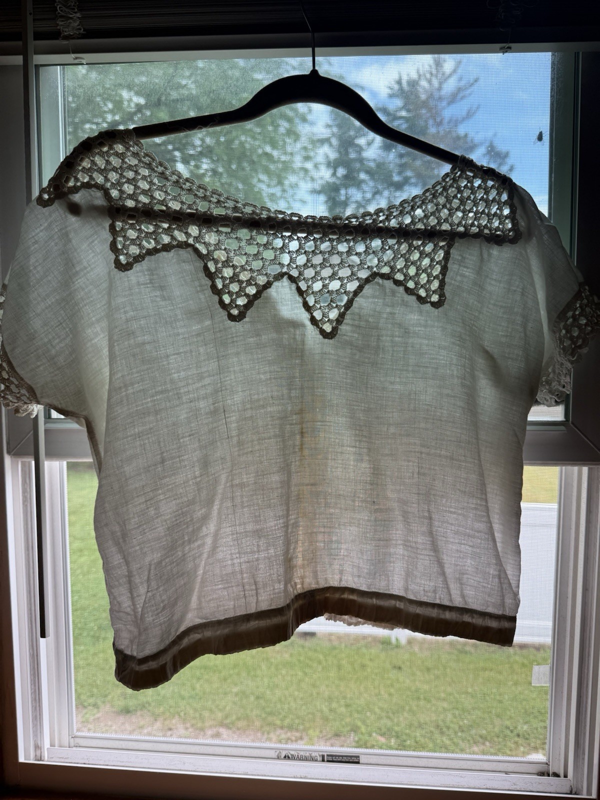 Anitque 1910s Edwardian Victorian Bodice Blouse Corset Cover Shirt Lace Netting