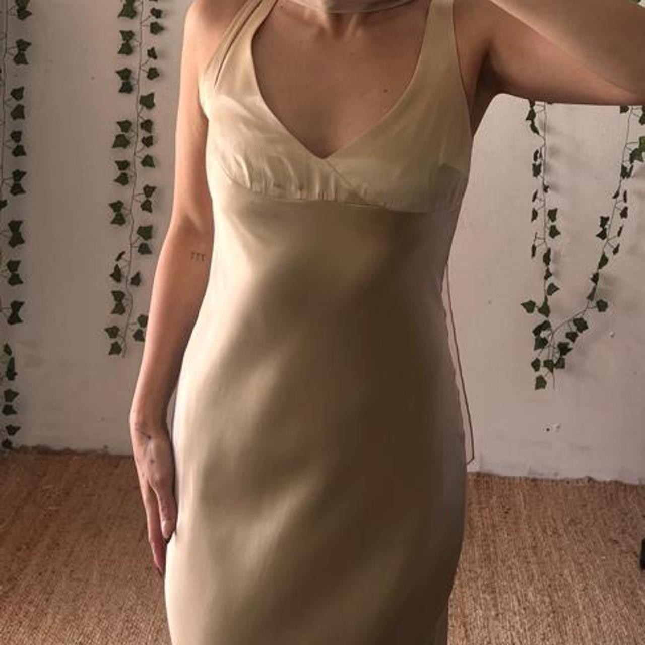 Vintage 2000s ABS by Allen Schwartz evening gown with built in scarf size 6