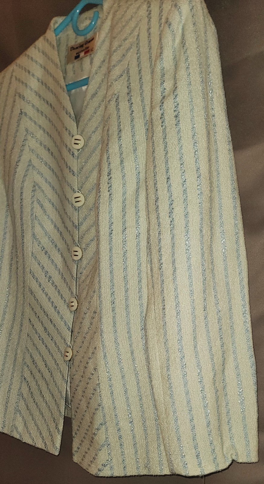 Vintage Dancing Queen Versalle Blue Striped Teal Blazer New With Tags Sz 42EU