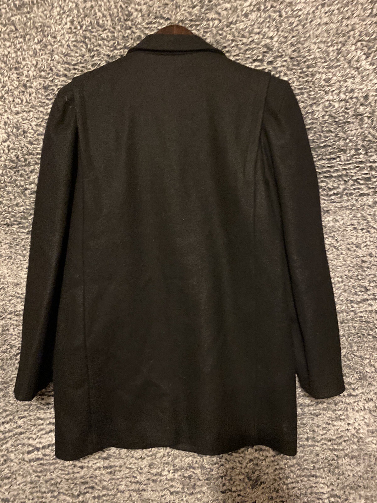 Solid Wool Coat New York Girl Black With Red Lining USA Union Made Vintage Sz 8