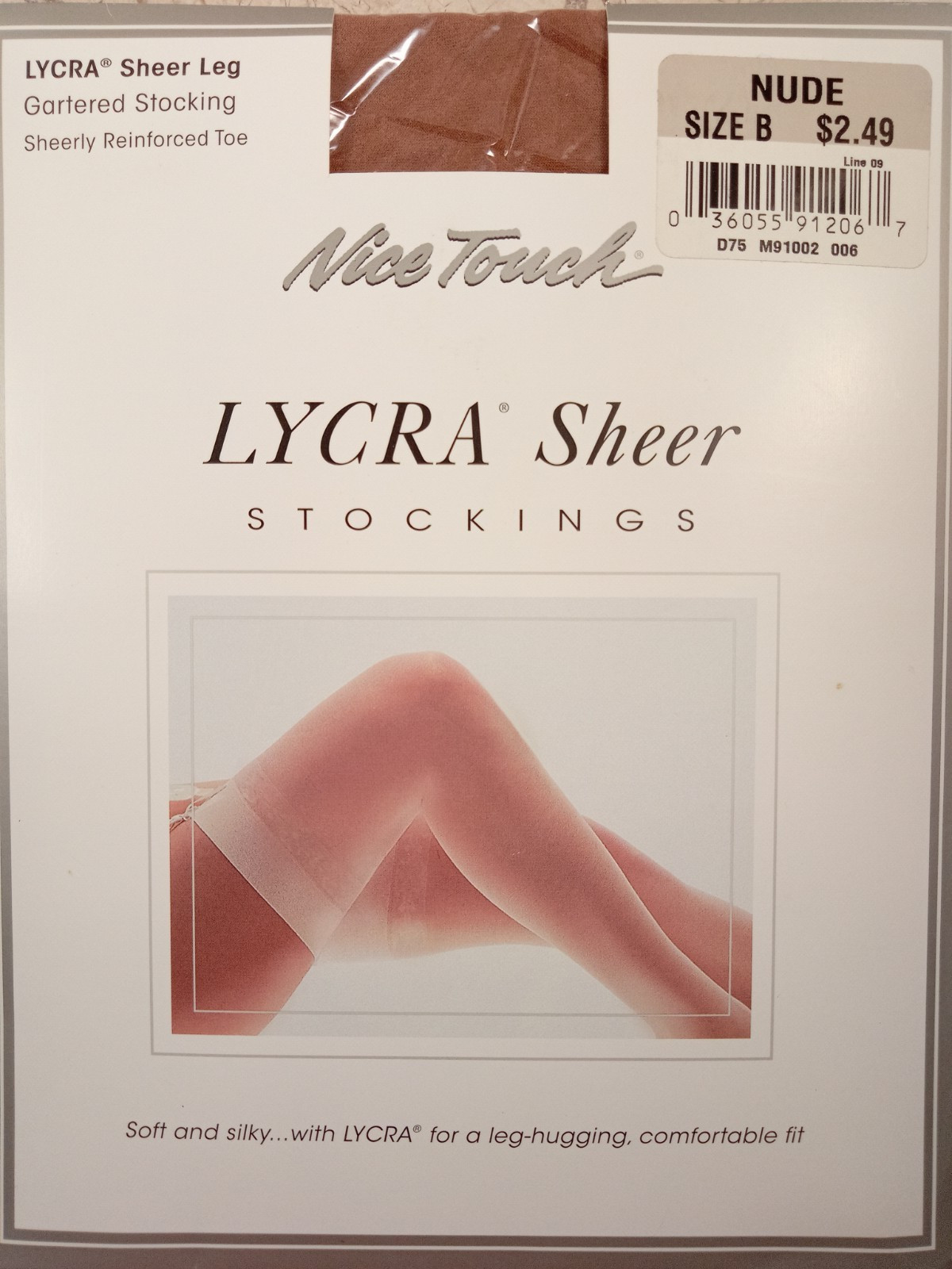 Vintage Sears Nice Touch Lycra Sheer Leg Gartered Stockings Nude Size B 20 Denie