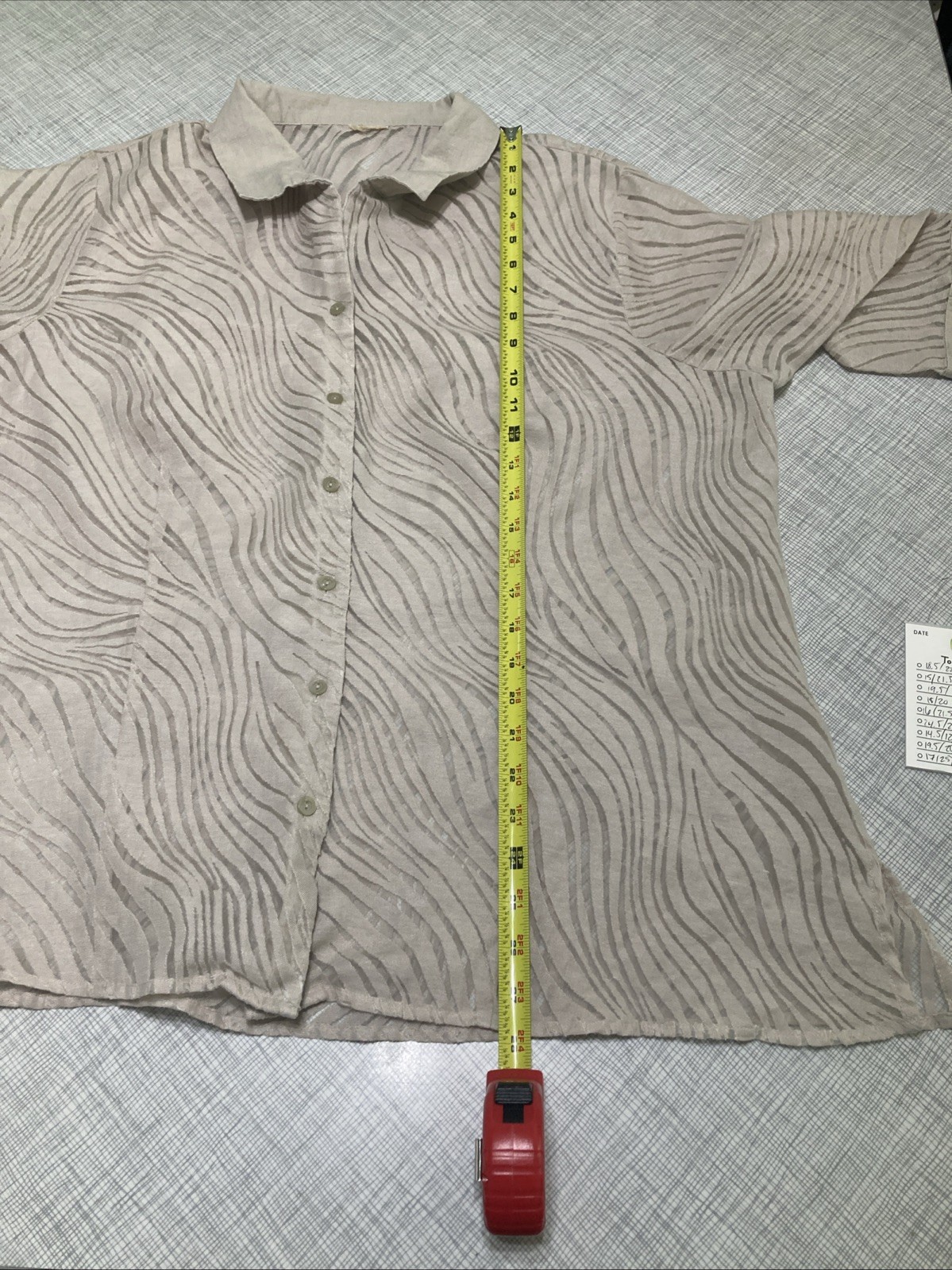 Vtg Y2K Sheer Zebra Burnout Shirt Blouse Beige Tan Tunic Plus Size 2X Unbranded