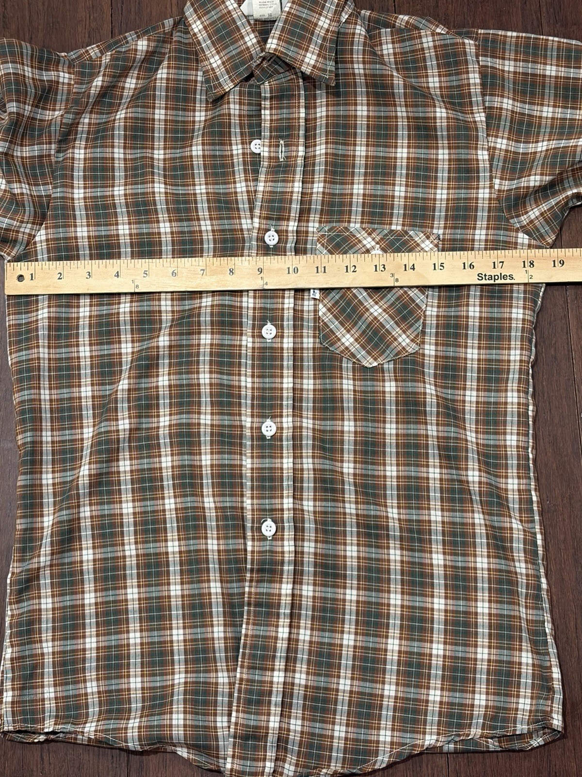 Vintage 70s Levi’s Plaid Button Up Shirt USA Youth 18 Fits Women’s XS S Brown