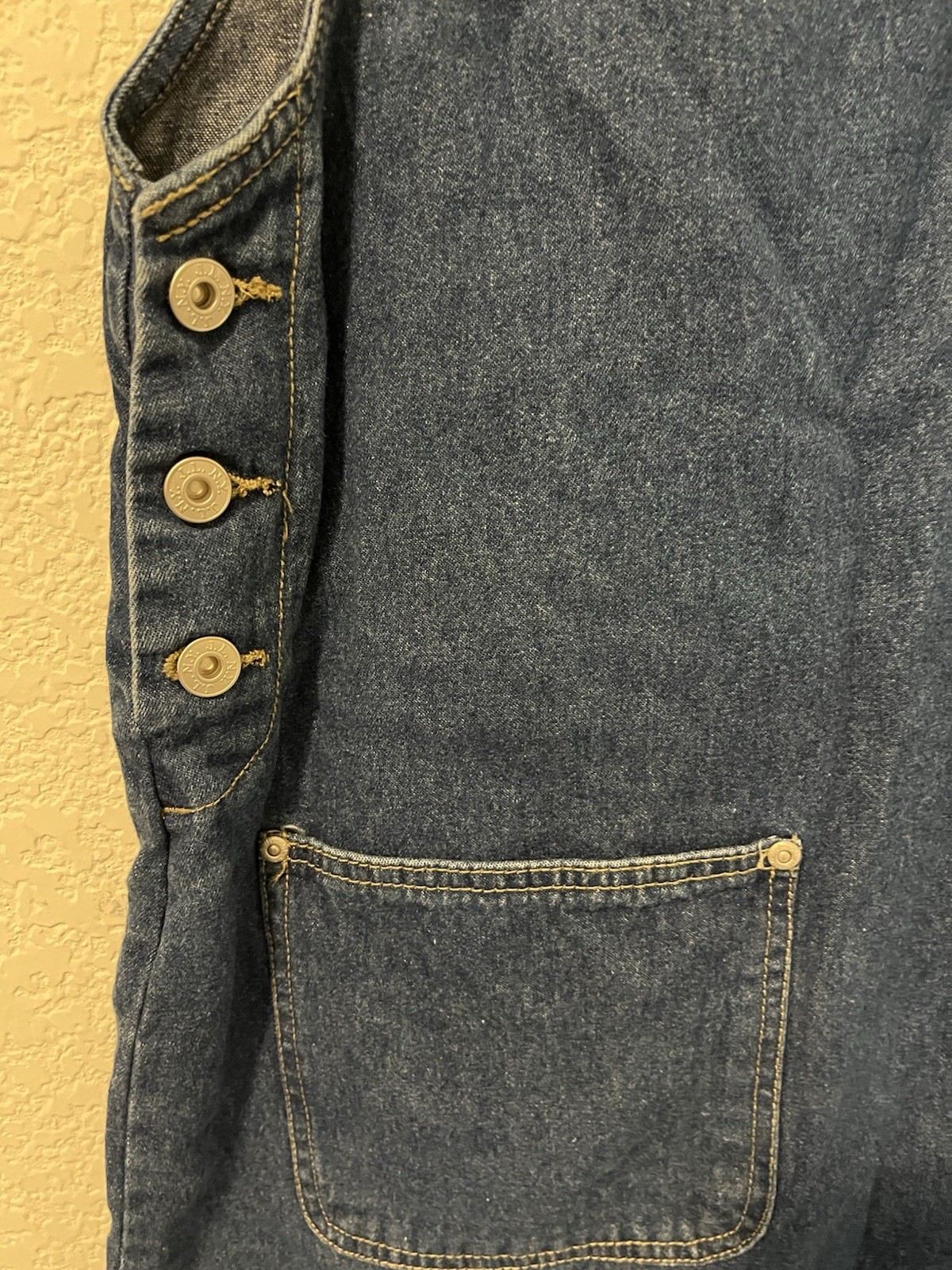 Vintage Denim Jumper Womens L Dress JLNY Sport Embroidered 100% Cotton Button