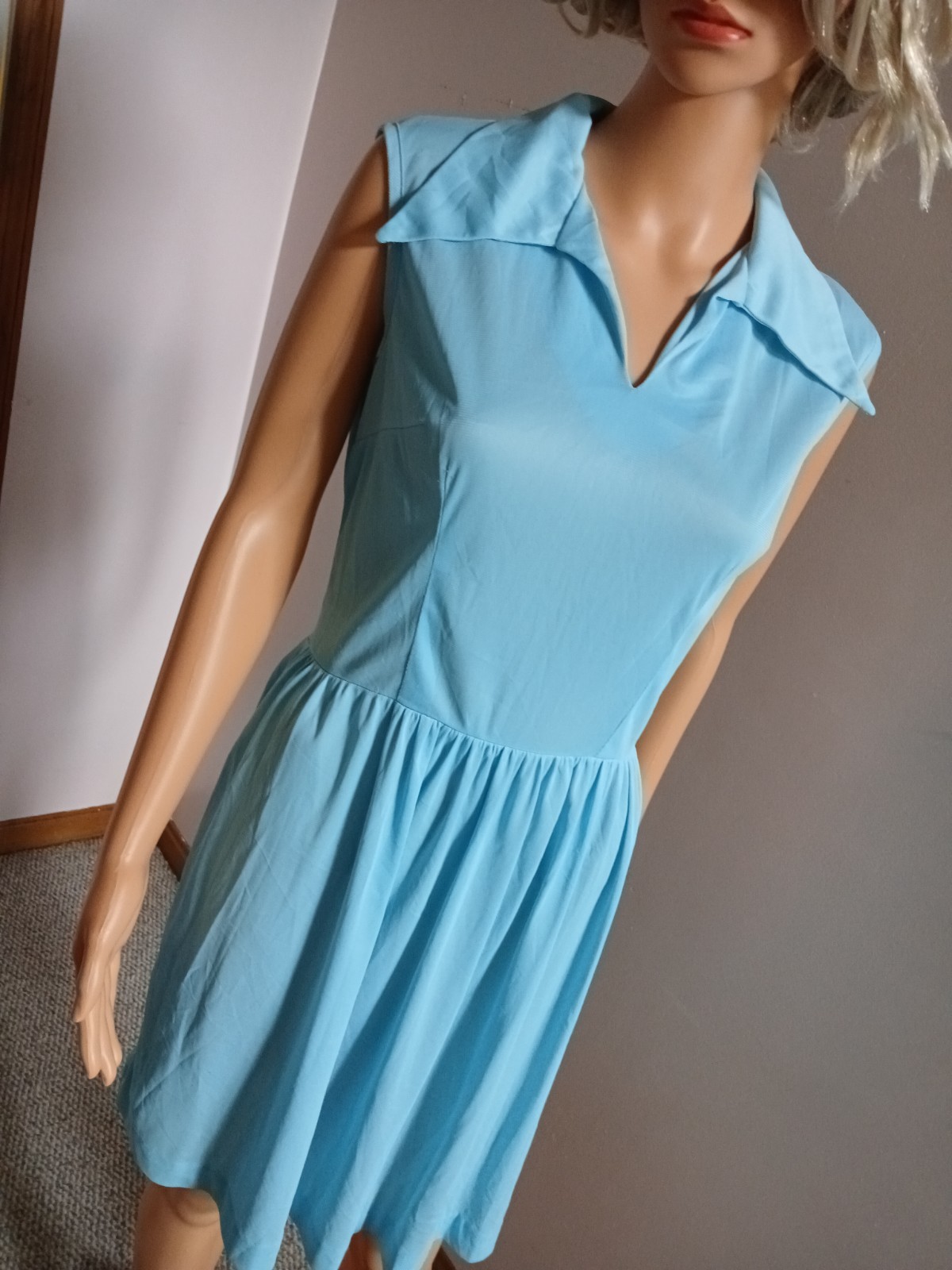 True Vintage 1960s SPIEGEL Robin Blue Dress Mod/MCM Pleated / Talon Zipper Sz14