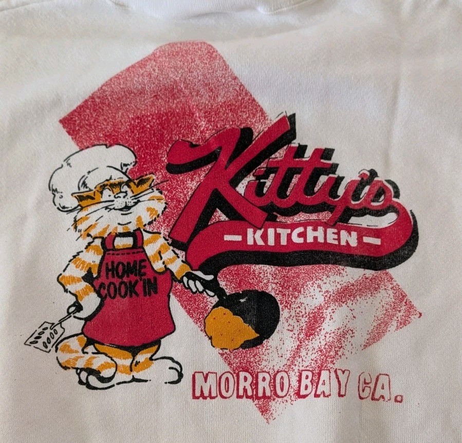 Vintage Kitty&rsquo;s Kitchen Morro Bay California White Crew Neck Sweatshirt R