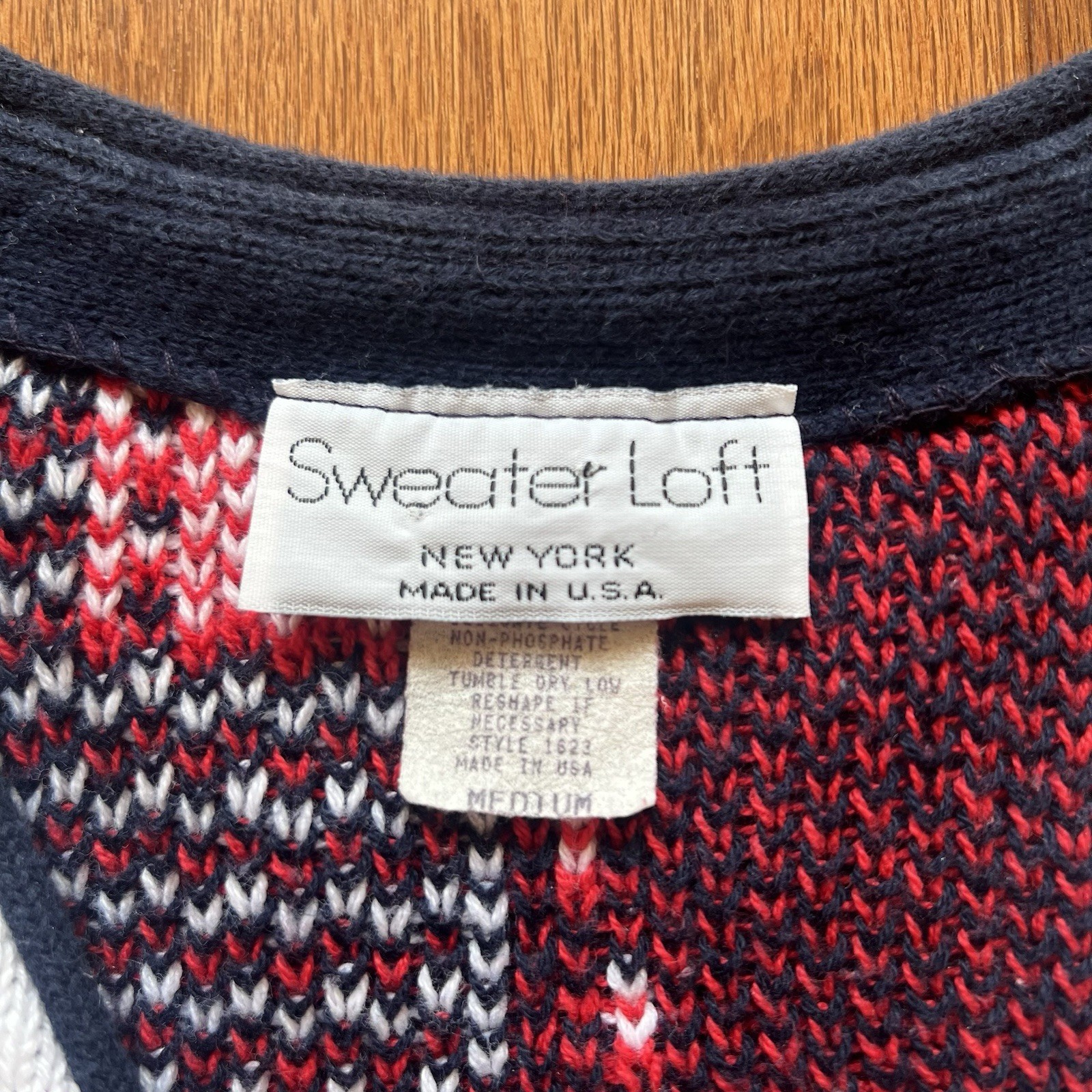 Loft Sweater Vest USA Flag Patchwork Medium Cottagecore Grandmacore Vintage