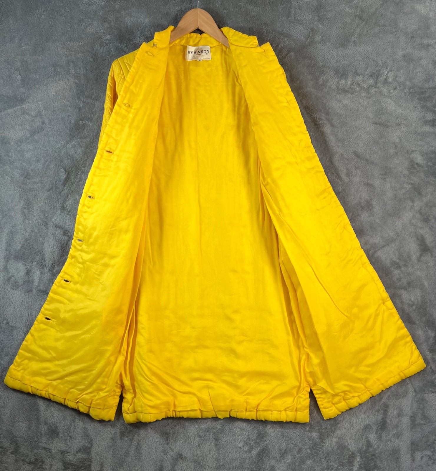 Vintage Dynasty Hong Kong Quilted Housecoat Robe Medium (Petite) Yellow Silk
