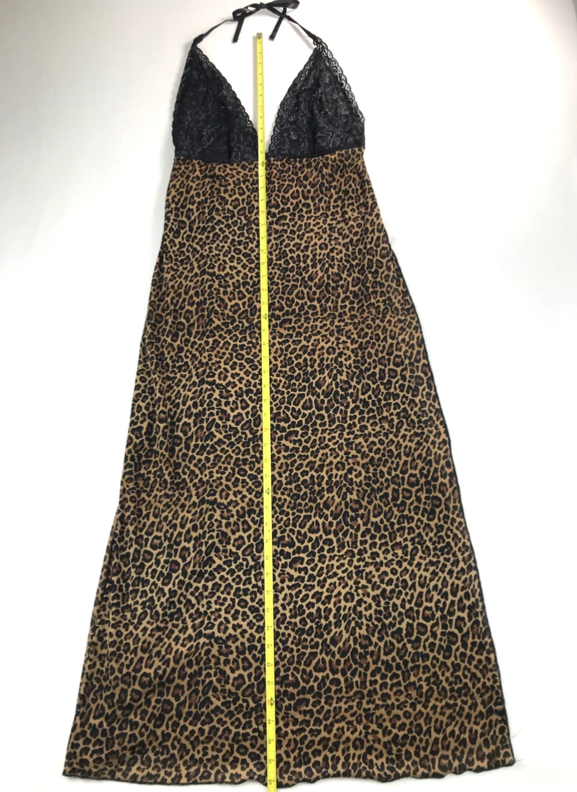 Petra Fashions Sheer Leopard Halter Maxi Nightgown Medium Vintage Elegant Sexy